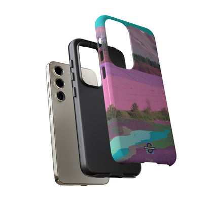 Hard Phone Case, Pink Landscape Design, Dual layer case for Extra Durability and Protection, Glossy or Matte Finish,