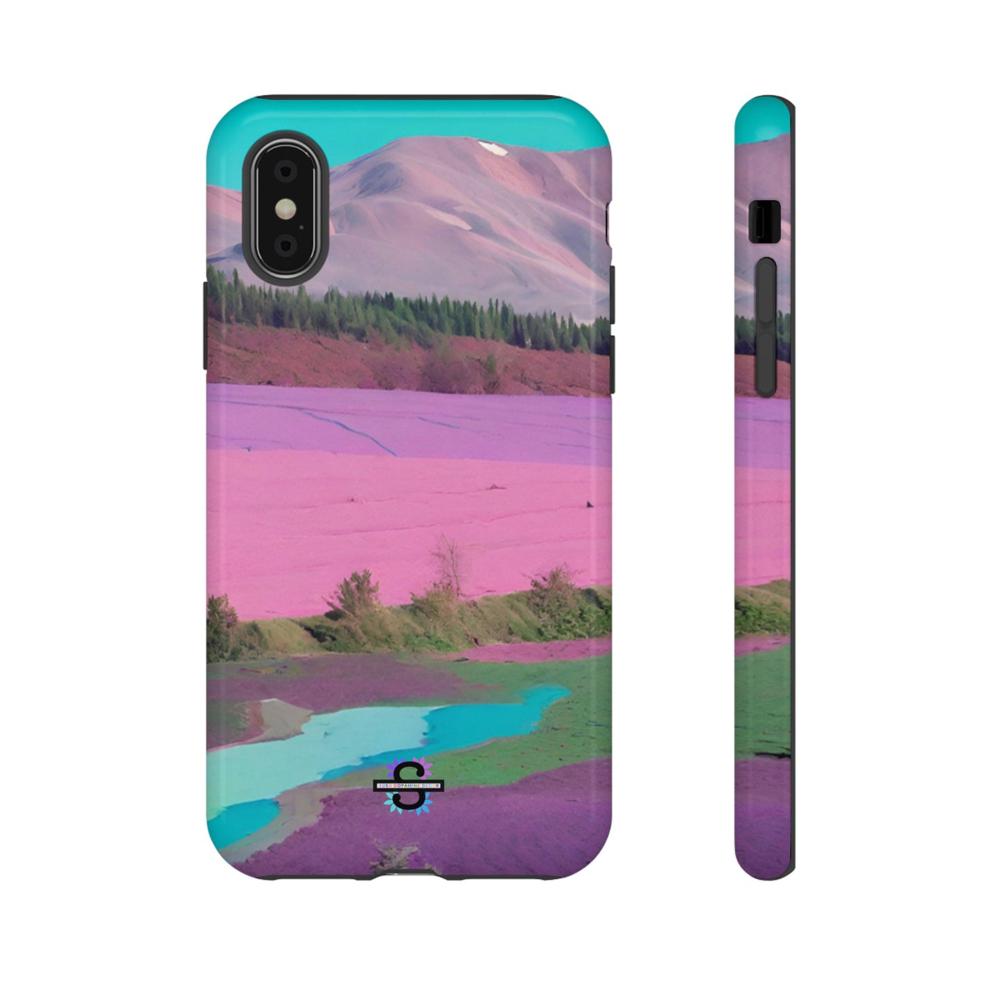 Hard Phone Case, Pink Landscape Design, Dual layer case for Extra Durability and Protection, Glossy or Matte Finish,