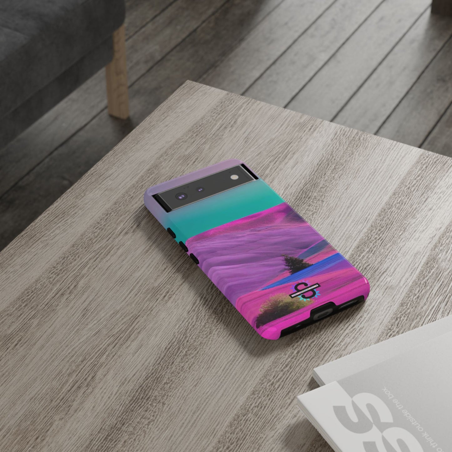 Tough Phone Case - pink purple green blue landscape
