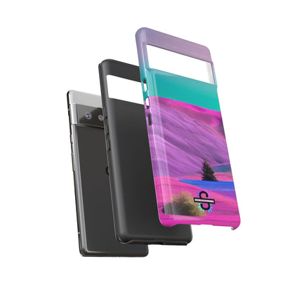 Tough Phone Case - pink purple green blue landscape