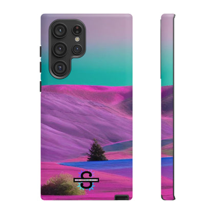 Tough Phone Case - pink purple green blue landscape