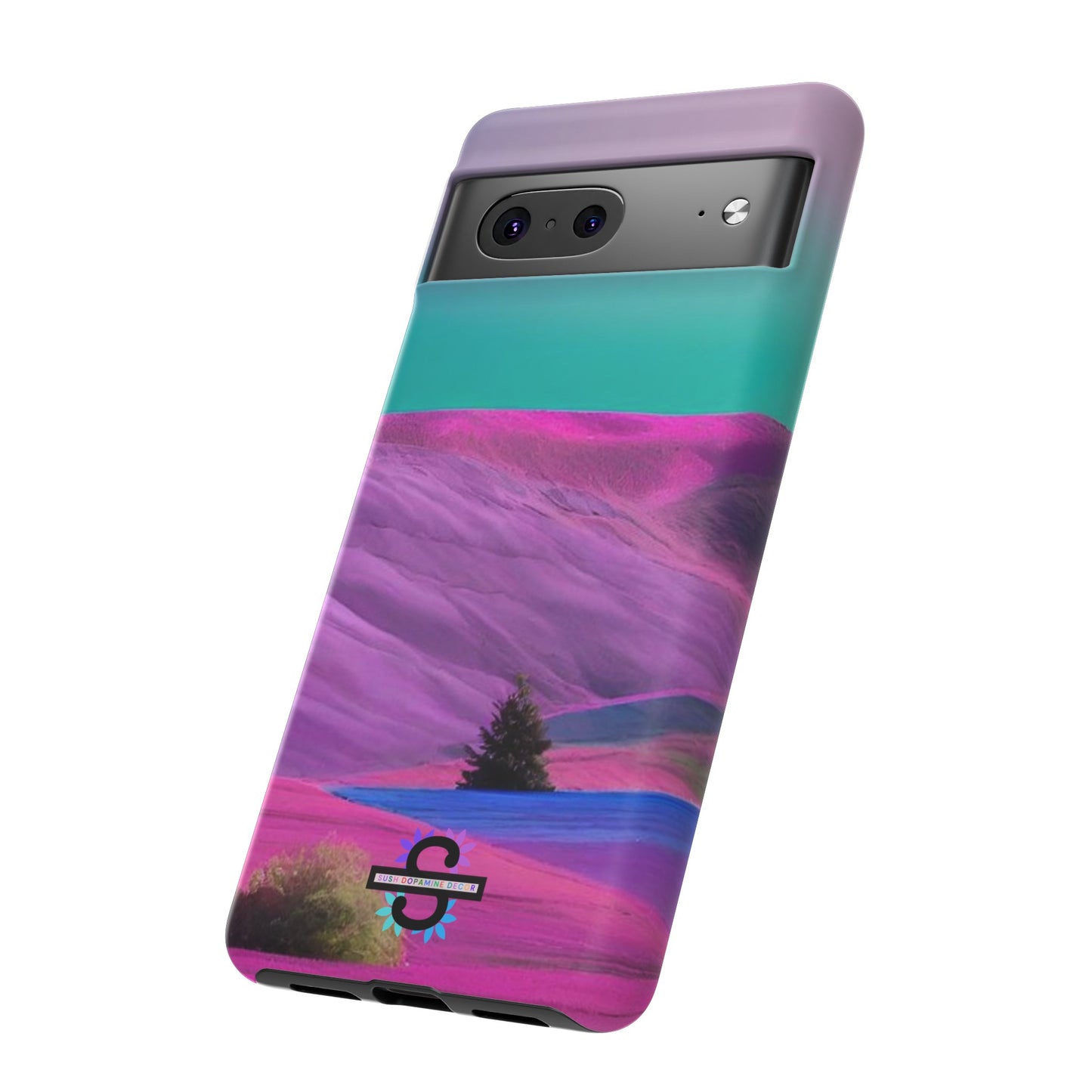 Tough Phone Case - pink purple green blue landscape