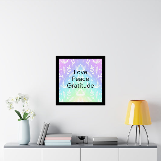 Colorful Poster, Love Peace Gratitude, Home Decor