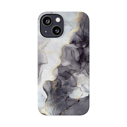 Slim Phone Cases, Black Marble Design
