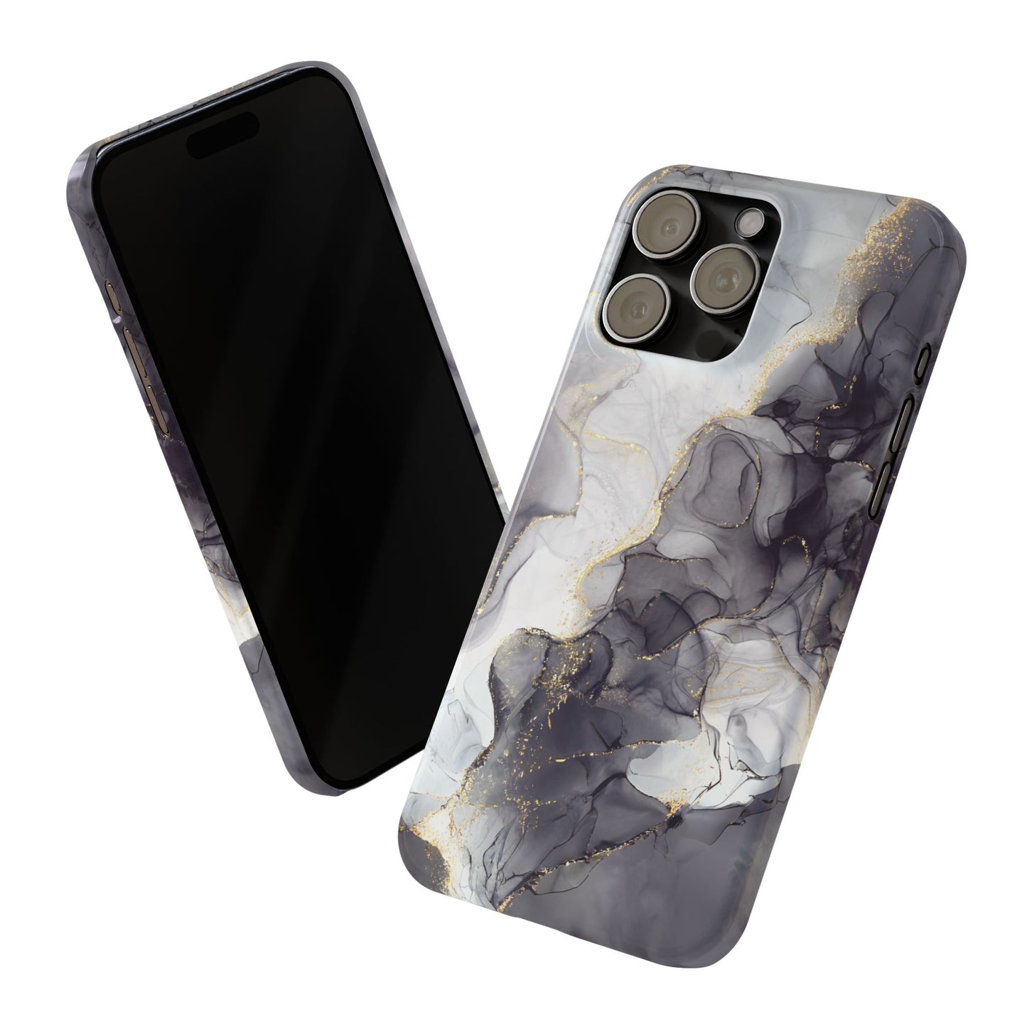 Slim Phone Cases, Black Marble Design