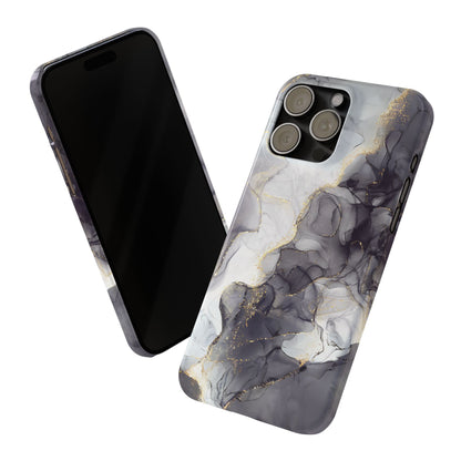 Slim Phone Cases, Black Marble Design