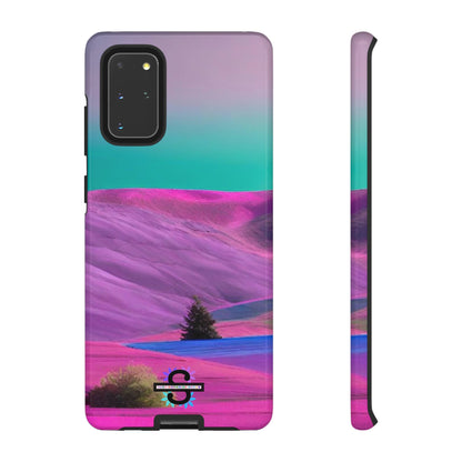 Tough Phone Case - pink purple green blue landscape