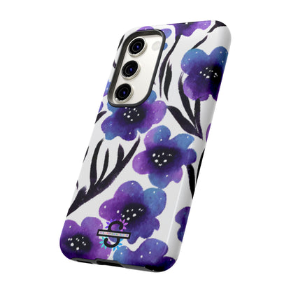 Purple Watercolor Floral Tough Case — Protective Galaxy Flower Phone Cover