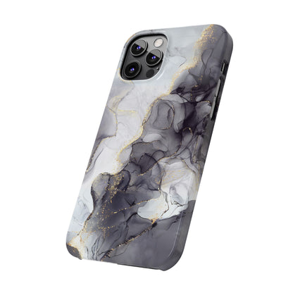 Slim Phone Cases, Black Marble Design