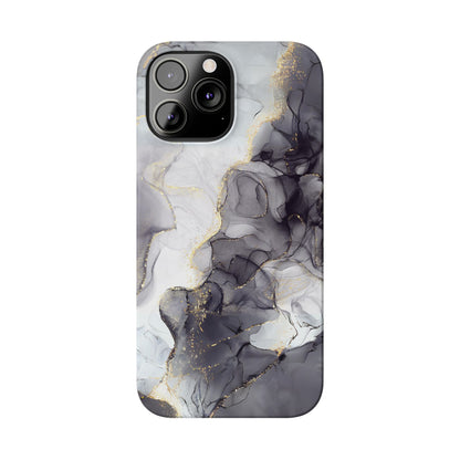 Slim Phone Cases, Black Marble Design