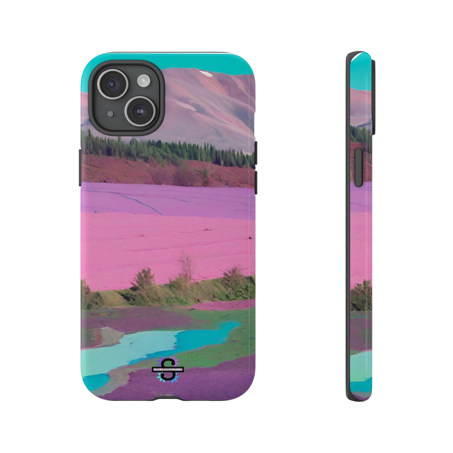 Hard Phone Case, Pink Landscape Design, Dual layer case for Extra Durability and Protection, Glossy or Matte Finish,