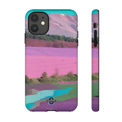 Hard Phone Case, Pink Landscape Design, Dual layer case for Extra Durability and Protection, Glossy or Matte Finish,