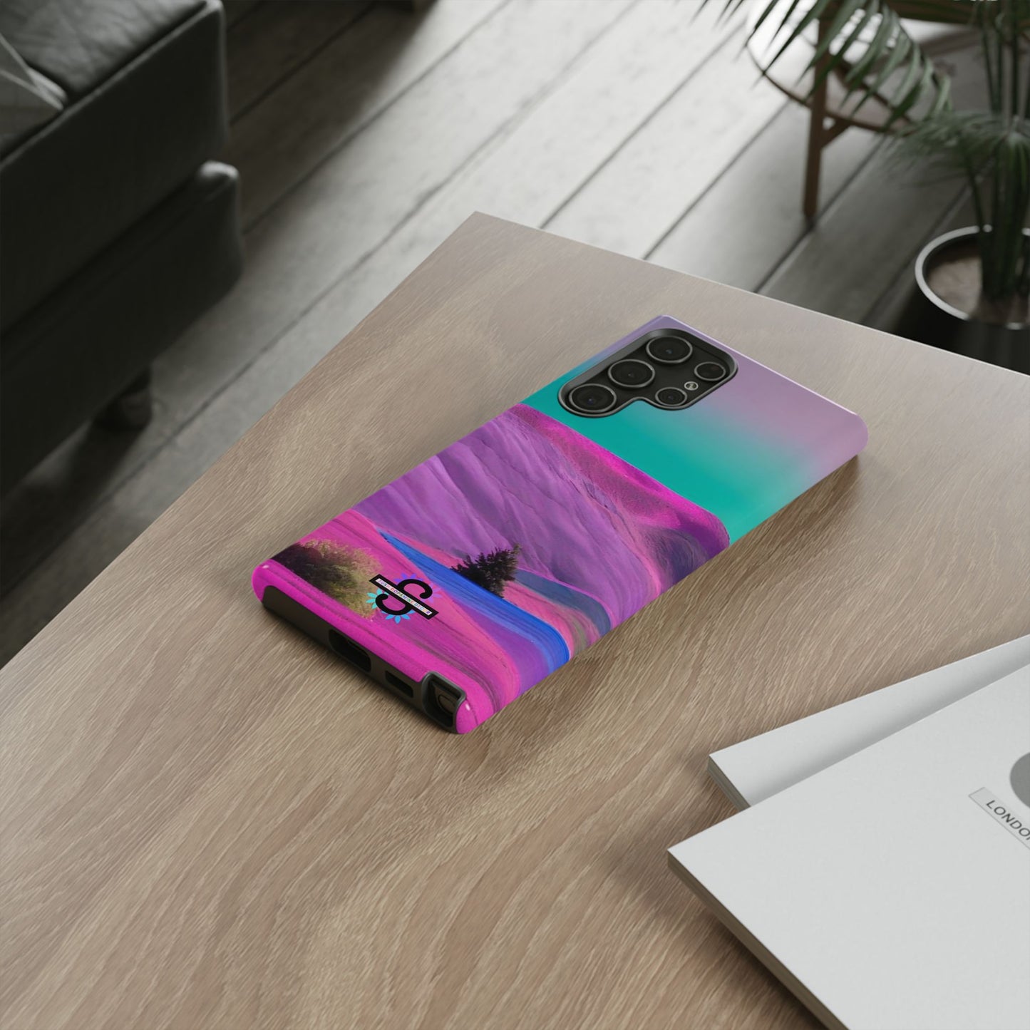 Tough Phone Case - pink purple green blue landscape