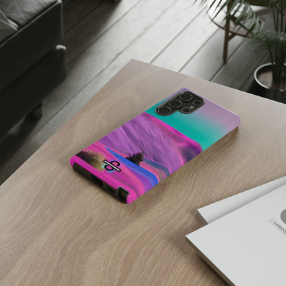 Tough Phone Case - pink purple green blue landscape