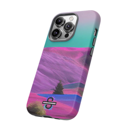 Tough Phone Case - pink purple green blue landscape