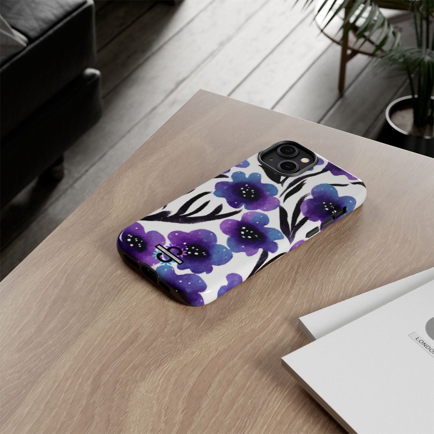 Purple Watercolor Floral Tough Case — Protective Galaxy Flower Phone Cover