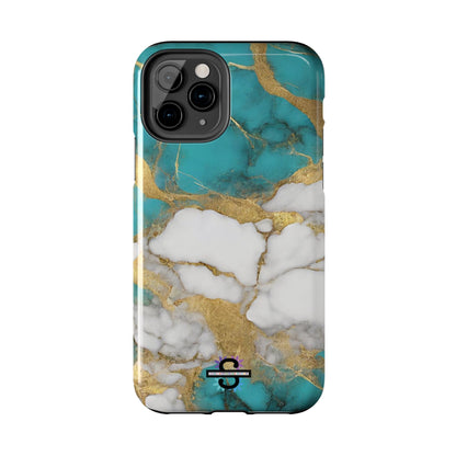 Turqoise Drop Print White Gold Tough Phone Case