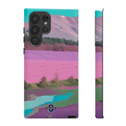 Hard Phone Case, Pink Landscape Design, Dual layer case for Extra Durability and Protection, Glossy or Matte Finish,