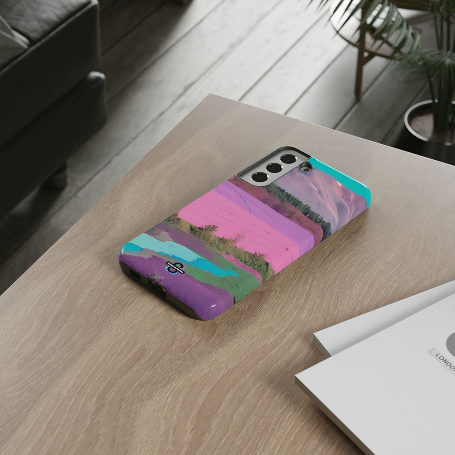 Hard Phone Case, Pink Landscape Design, Dual layer case for Extra Durability and Protection, Glossy or Matte Finish,