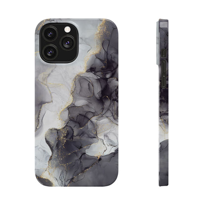 Slim Phone Cases, Black Marble Design