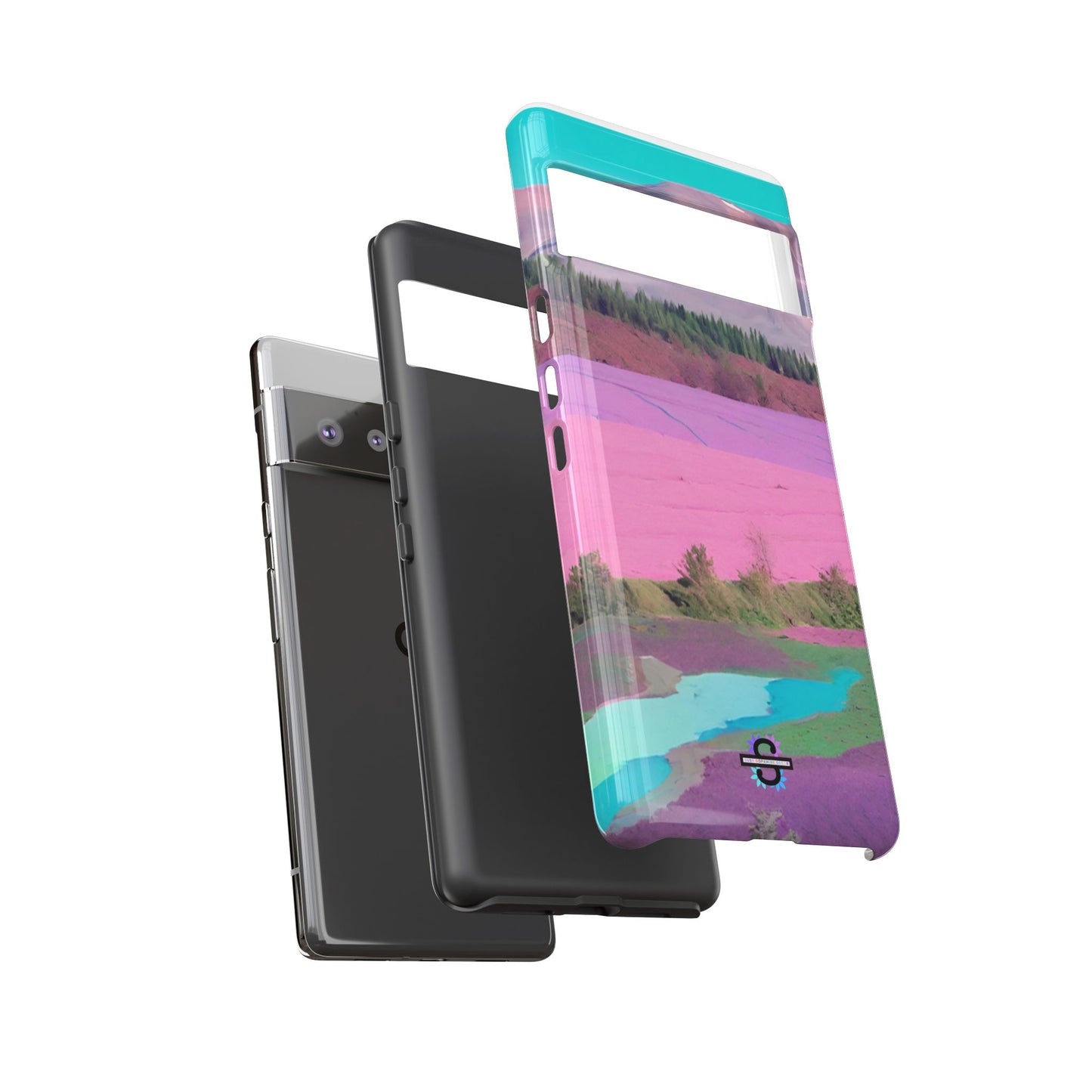 Hard Phone Case, Pink Landscape Design, Dual layer case for Extra Durability and Protection, Glossy or Matte Finish,