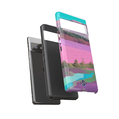 Hard Phone Case, Pink Landscape Design, Dual layer case for Extra Durability and Protection, Glossy or Matte Finish,