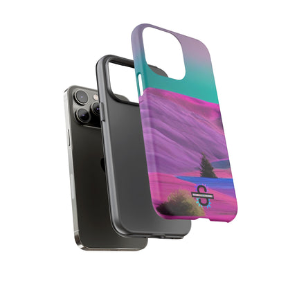 Tough Phone Case - pink purple green blue landscape