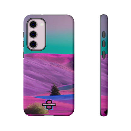 Tough Phone Case - pink purple green blue landscape