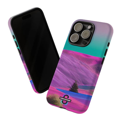 Tough Phone Case - pink purple green blue landscape