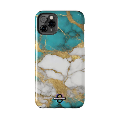 Turqoise Drop Print White Gold Tough Phone Case