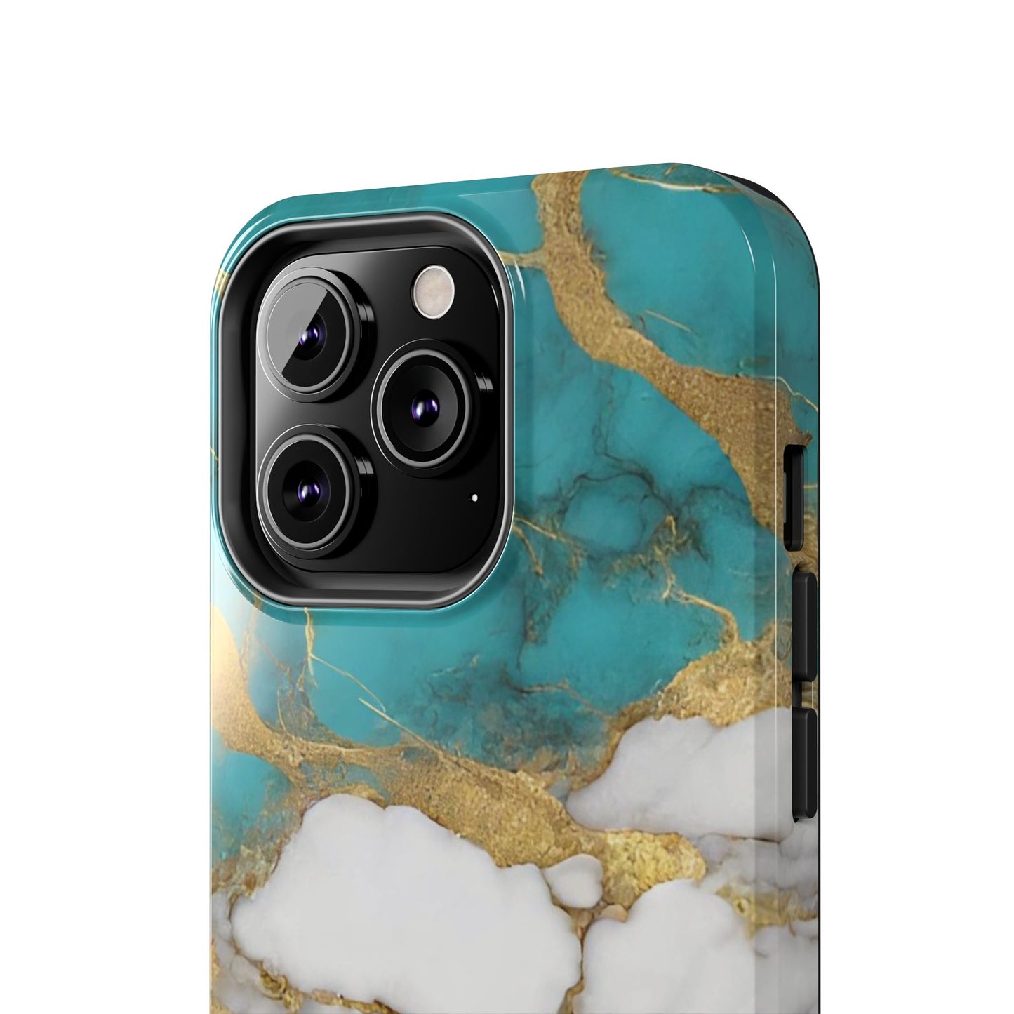 Turqoise Drop Print White Gold Tough Phone Case