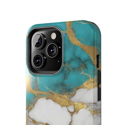Turqoise Drop Print White Gold Tough Phone Case