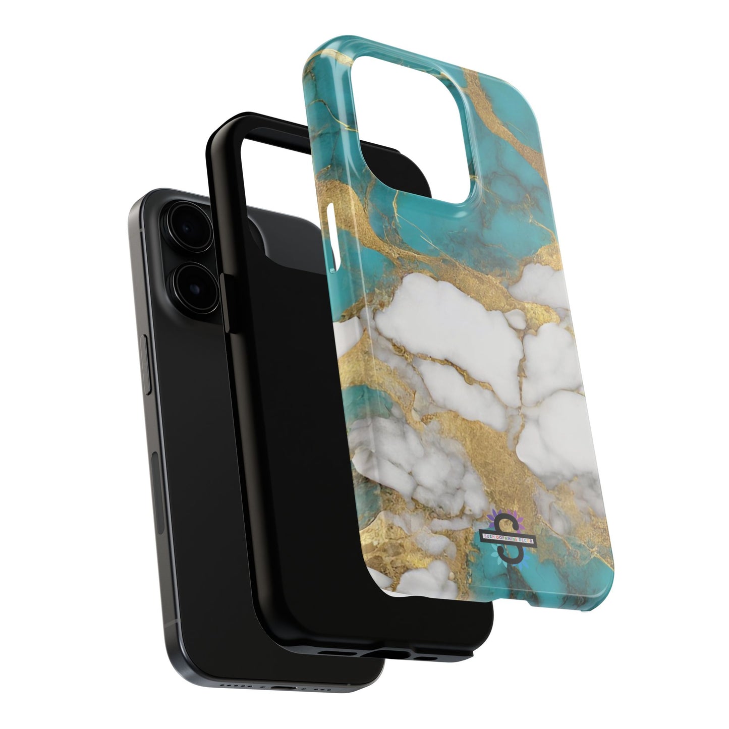 Turqoise Drop Print White Gold Tough Phone Case