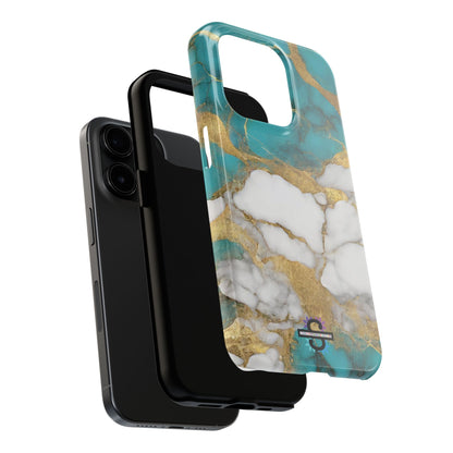 Turqoise Drop Print White Gold Tough Phone Case