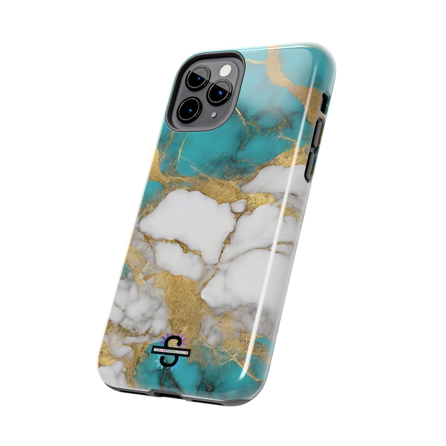 Turqoise Drop Print White Gold Tough Phone Case