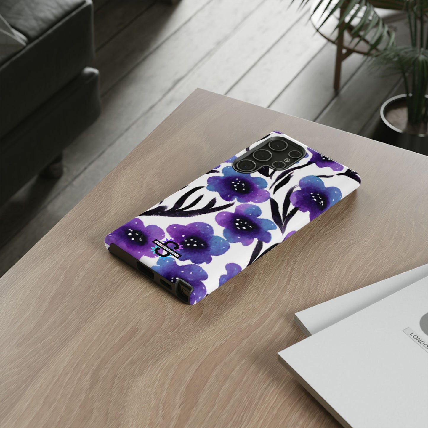 Purple Watercolor Floral Tough Case — Protective Galaxy Flower Phone Cover