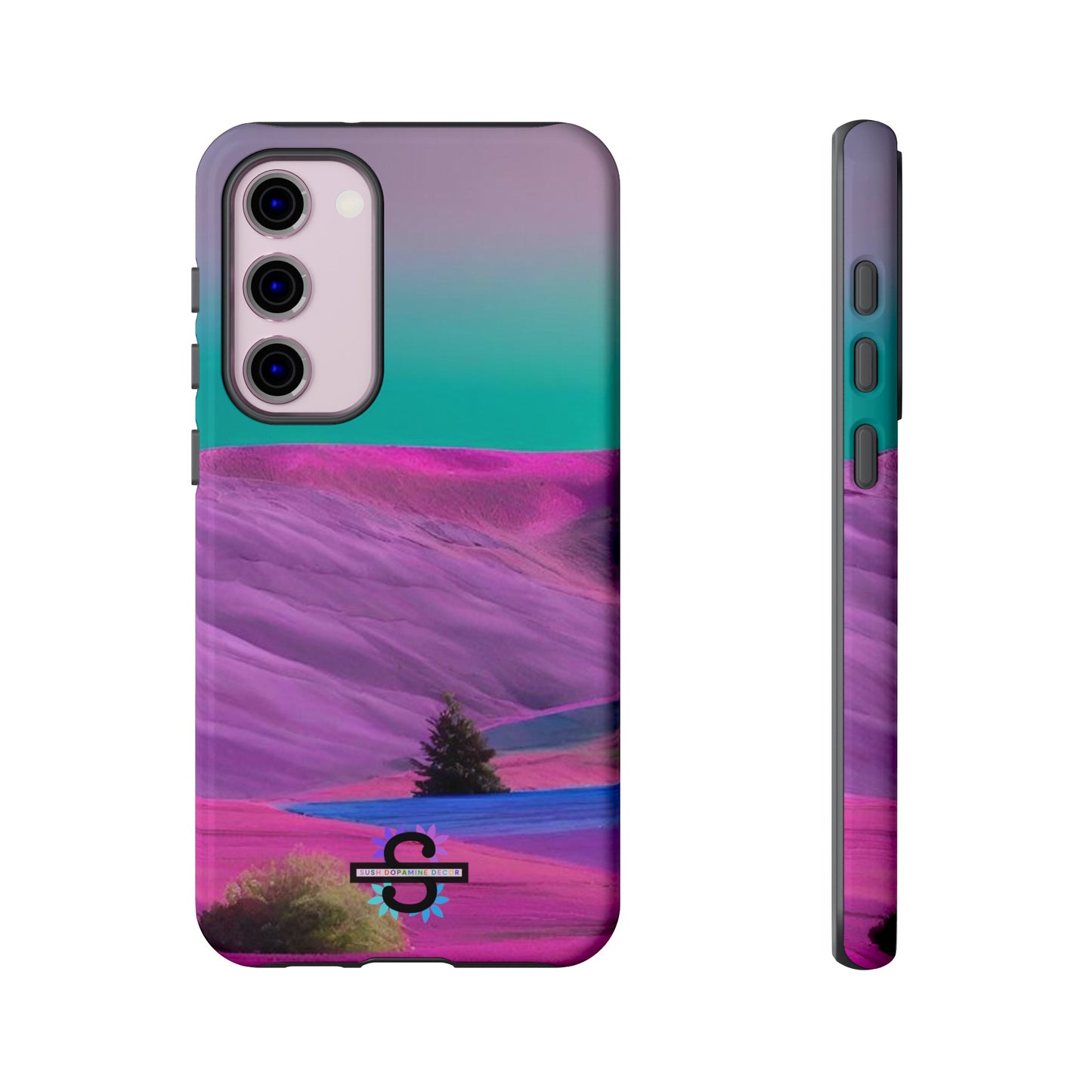 Tough Phone Case - pink purple green blue landscape