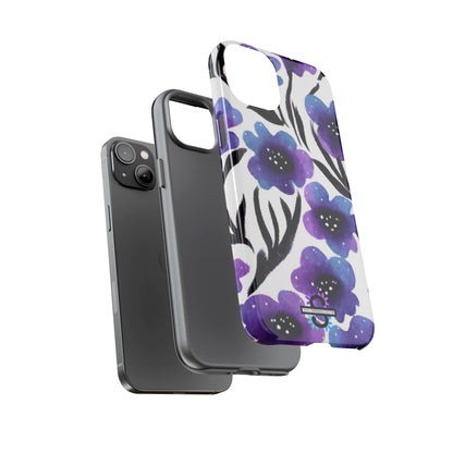 Purple Watercolor Floral Tough Case — Protective Galaxy Flower Phone Cover