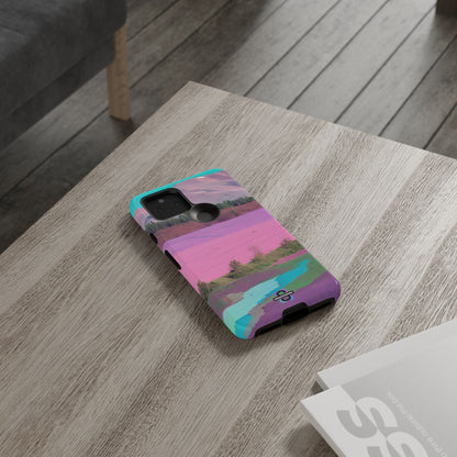 Hard Phone Case, Pink Landscape Design, Dual layer case for Extra Durability and Protection, Glossy or Matte Finish,