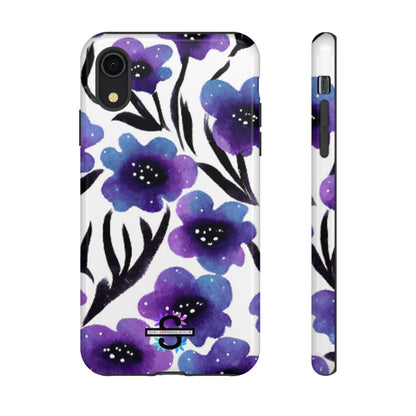 Purple Watercolor Floral Tough Case — Protective Galaxy Flower Phone Cover
