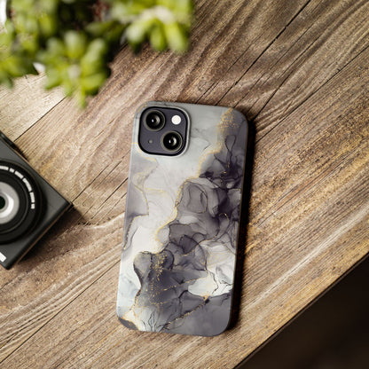 Slim Phone Cases, Black Marble Design