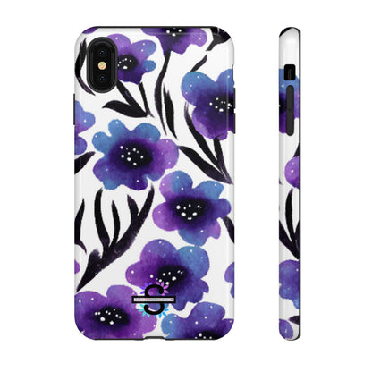 Purple Watercolor Floral Tough Case — Protective Galaxy Flower Phone Cover