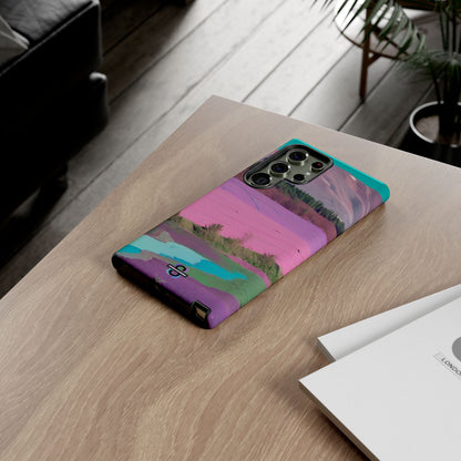 Hard Phone Case, Pink Landscape Design, Dual layer case for Extra Durability and Protection, Glossy or Matte Finish,