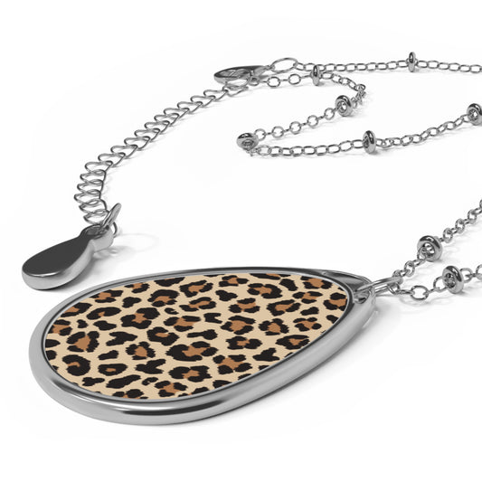 Oval Cheetah print Necklace | Pendant  | Accessories
