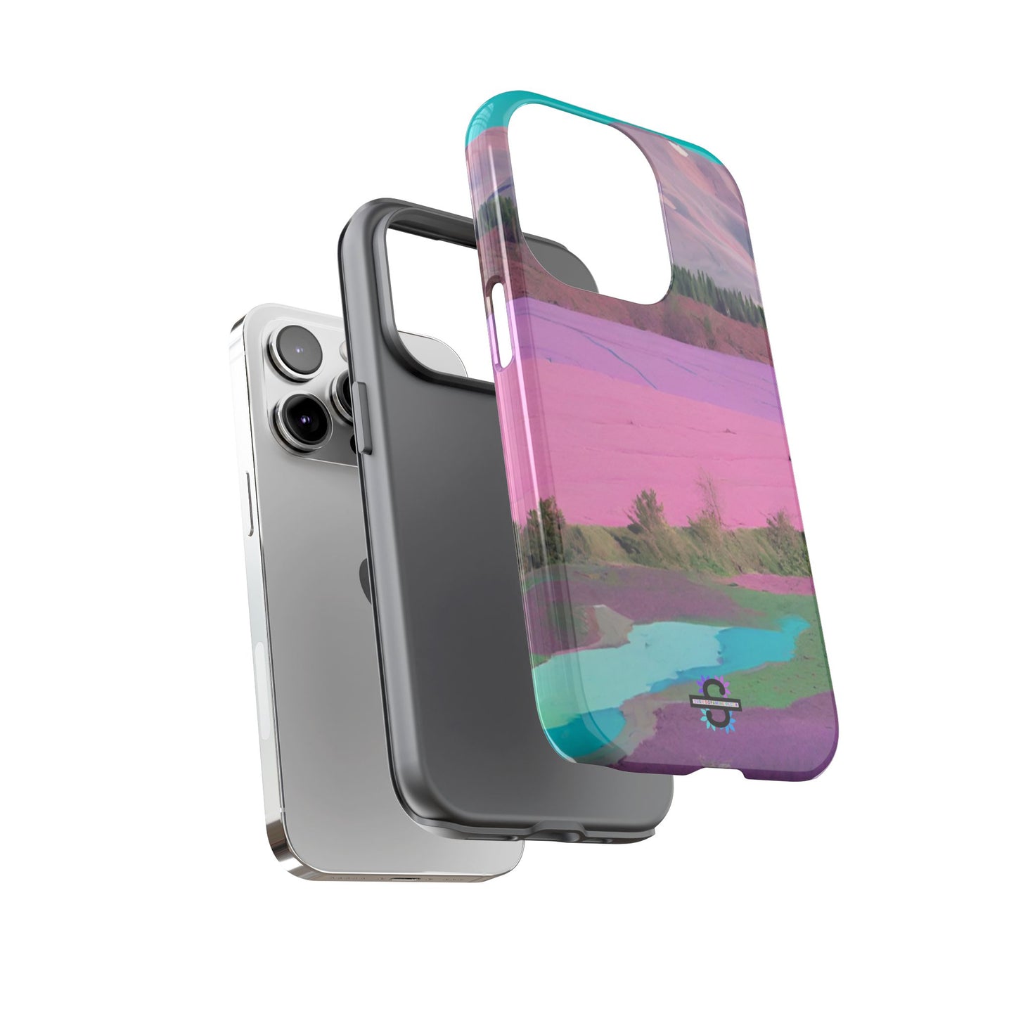 Hard Phone Case, Pink Landscape Design, Dual layer case for Extra Durability and Protection, Glossy or Matte Finish,