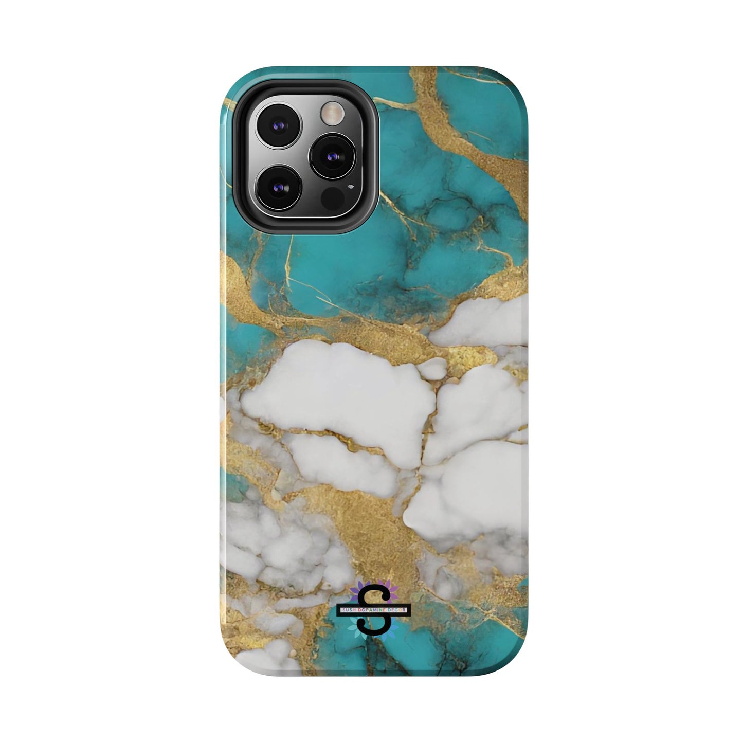 Turqoise Drop Print White Gold Tough Phone Case