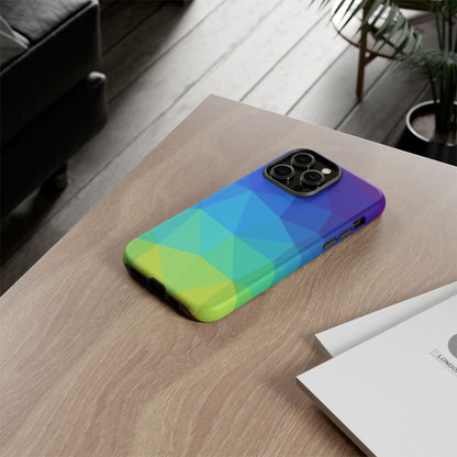 Geometric Gradient Tough Phone Case — Blue Green Polygon Design