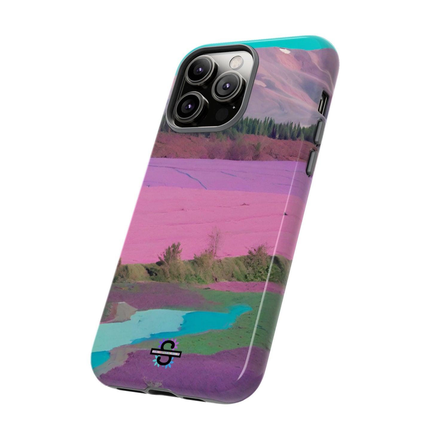 Hard Phone Case, Pink Landscape Design, Dual layer case for Extra Durability and Protection, Glossy or Matte Finish,