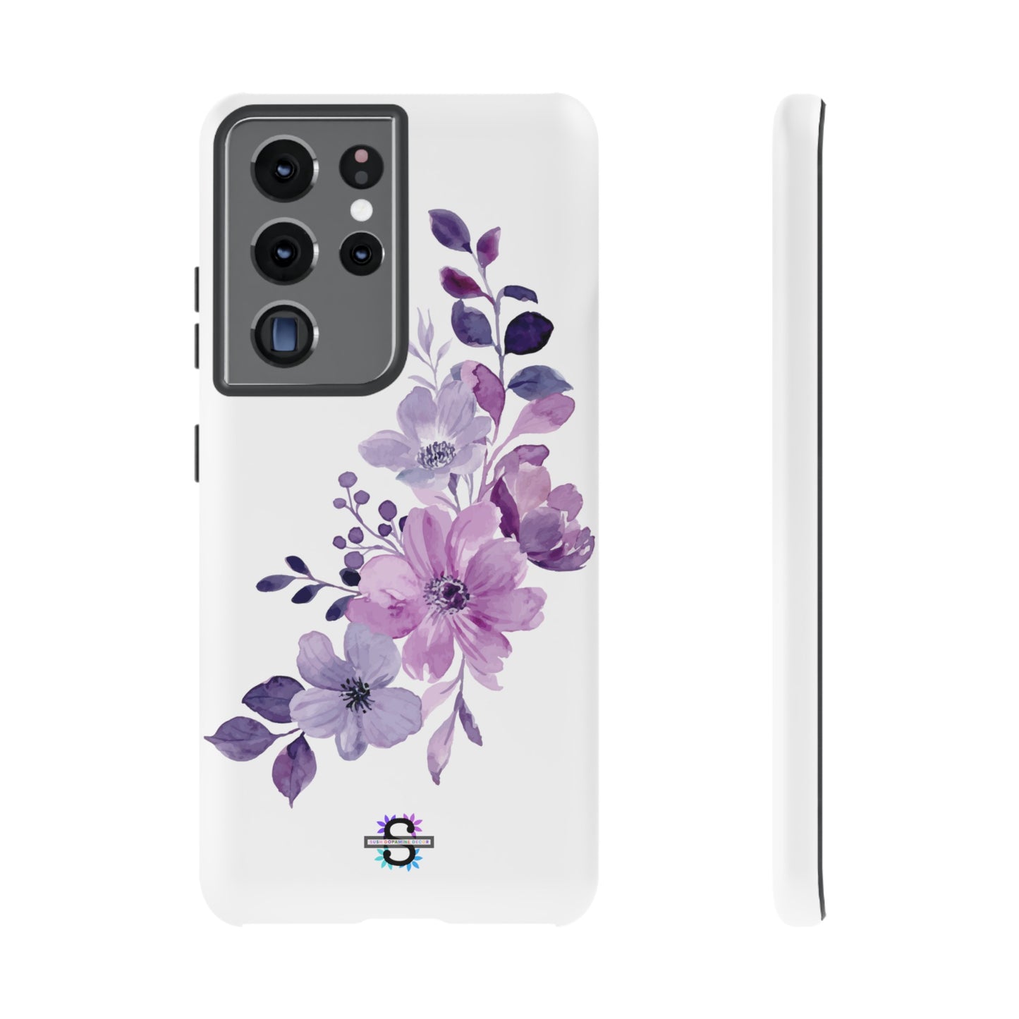 Couverture de téléphone rigide violette florale