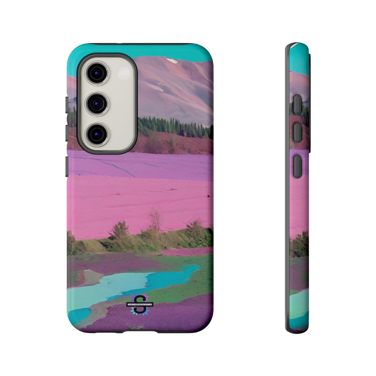 Hard Phone Case, Pink Landscape Design, Dual layer case for Extra Durability and Protection, Glossy or Matte Finish,